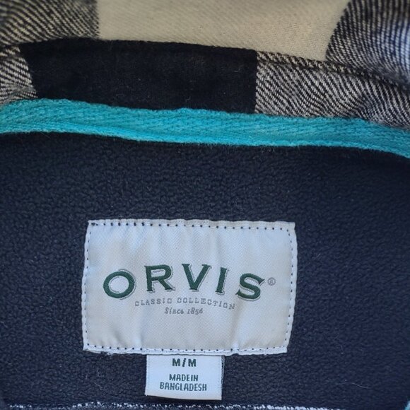 ORVIS Women's Flannel Jacket Black/White Plaid Fleece Lined Utility Cabin Medium - Picture 10 of 10